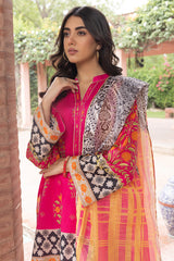 3-Pc Lawn Digital Printed Shirt With Plain Trouser and Net Dupatta CPM23-72