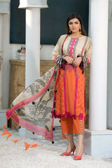 3-Pc Printed Lawn Unstitched With Lawn Dupatta CP22-86