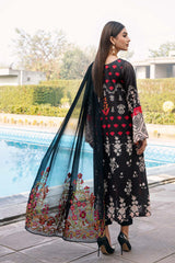 3-Pc Charizma Unstitched Printed Lawn With Embroidered Chiffon Dupatta PEC23-01