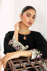 3-Pc Black Embroidered Shirt With Straigth Trouser and Chiffon Dupatta CNP-3-06