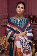 3 Pc Unstitched Embroidered Leather with Printed Shawl RMW-01