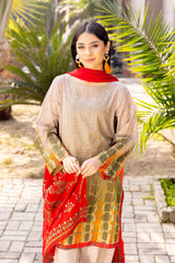 3-Pc Charizma Unstitched Embroidered Lawn Shirt With Embroidered Chiffon Dupatta AN23-20
