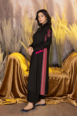 2-Pc Embroidered Silk Long Shirt With Qlot Trouser CNP22-111