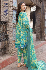 3-Pc Unstitched Printed Embroidered Lawn Suit With Embroidered Chiffon Dupatta CRB23-08