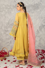 3-PC Embroidered Poly Net Shirt with Net Dupatta and Trouser CMA22-56 (MUSTARD)