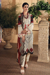 3 Pc Unstitched Embroidered Lawn With Chiffon Dupatta SH-12