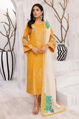 3-Pc charizma Embroidered Lawn Jacquard With Fancy Dupatta CBN23-02