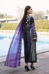 3-Pc Charizma Unstitched Printed Lawn With Embroidered Chiffon Dupatta PEC23-08