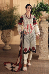 3 Pc Unstitched Embroidered Lawn With Chiffon Dupatta SH-12