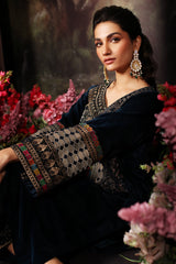 3 Pc Unstitched Embroidered Velvet With Embroidered Chiffon Dupatta CVT3-05