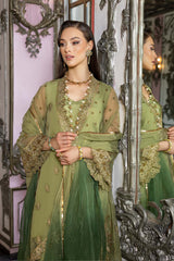3 Pc Sequenc Embroidered Gown With Embroidered Dupatta and Silk Trouser CMA22-45