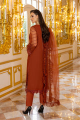 3 PC Embroidered Shirt With Organza Dupatta and Raw Silk Trouser CMA22-43