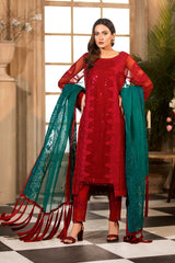 3 Pc Unstitched Embroidered chiffon CHM-44