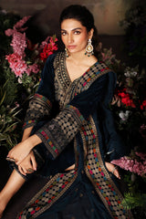 3 Pc Unstitched Embroidered Velvet With Embroidered Chiffon Dupatta CVT3-05