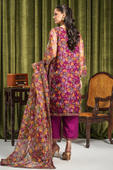 3-PC Printed Organza Shirt with Organza Dupatta with Trouser CMA-3-093