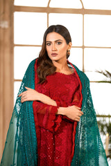 3 Pc Unstitched Embroidered chiffon CHM-44