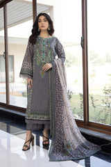 3-Pc Printed Lawn Unstitched With Chiffon Dupatta CP22-009
