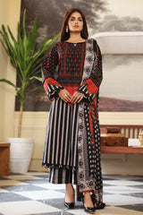 3-Pc Printed Khaddar Shirt with Woolen Shwal CVW3-03