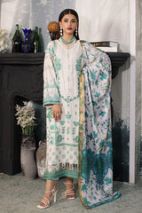 3-PC Unstitched Embroidered Dhank Front with Printed Wool Shawl and Trouser PS3-14