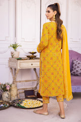 3-Pc Lawn Long Shifli Shirt With Straight Trouser and Chiffon Dupatta EDP23-26