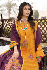 3-Pc Charizma Unstitched Printed Lawn With Embroidered Dupatta CPE23-04