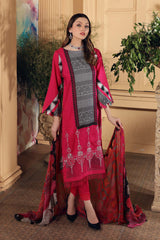 3 Pc Unstitched Embroidered Lawn With Chiffon Dupatta SH-16