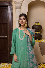 3 Pc Unstitched Embroidered Luxury Lawn CLM-01