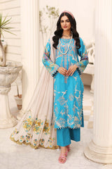 3-Pc Charizma Unstitched Embroidered Lawn Shirt With Embroidered Chiffon Dupatta AN23-23
