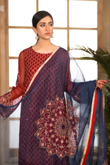 3 Pc Unstitched Embroidered Chiffon CAL21-10