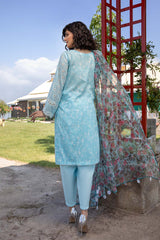 3 Pc Unstitched Embroidered Lawn With Organza Dupatta CSL-09