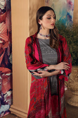 3 Pc Unstitched Embroidered Lawn With Chiffon Dupatta SH-16