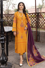 3-Pc Charizma Unstitched Printed Lawn With Embroidered Dupatta CPE23-04