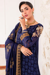 3-Pc Charizma Unstitched Embroidered Chiffon Shirt with Dyed Chiffon Dupatta CZP3-06