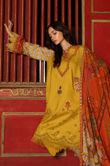 3-PC Unstitched Embroidered Linen Collection CCW7-03