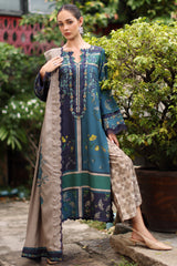 3-PC Unstitched Embroidered Linen Collection CCW7-18