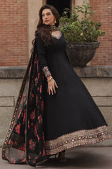 3 Pcs Stitched Raw Silk Pishwas CMA-6-430-Black