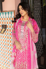 3-Pc Unstitched Printed Embroidered Lawn Suit With Chiffon Dupatta CRB23-14A