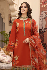 3-Pc Lawn Long Shirt With Straight Trouser and Cotton Zari Dupatta EDP23-22