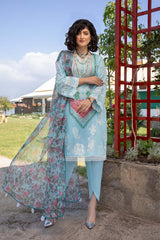 3 Pc Unstitched Embroidered Lawn With Organza Dupatta CSL-09