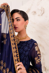 3-Pc Charizma Unstitched Embroidered Chiffon Shirt with Dyed Chiffon Dupatta CZP3-06