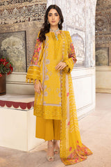 3-Pc Charizma Unstitched Lawn Suit With Embroidered Chiffon Dupatta CC23-16