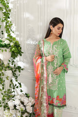 3-piece Unstitched Embroidered Swiss With Chiffon Dupatta CM-10