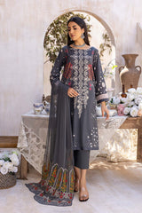 3-Pc Charizma Unstitched Embroidered Lawn Shirt With Embroidered Chiffon Dupatta AN23-13