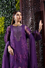 3 Pc Embroidered Shirt With Organza Dupatta and Qlot Trouser CMA22-39