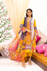 3-Pc Printed Lawn Unstitched With Chiffon Dupatta CP22-73