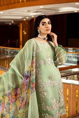 3 Pc Embroidered Organza Suit OMT21-44