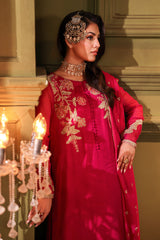 3-PC Embroidered Organza Shirt with Dupatta and Trouser CMA-4-022 PINK