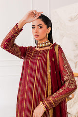 3-Pc Charizma Unstitched Embroidered Chiffon Shirt with Dyed Chiffon Dupatta CZP3-05