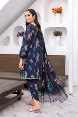 3-Pc Unstitched Printed Embroidered Lawn Suit With Embroidered Chiffon Dupatta CRB23-20