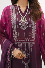 3-PC Unstitched Printed Lawn Shirt with Embroidered Chiffon Dupatta and Trouser AS4-16